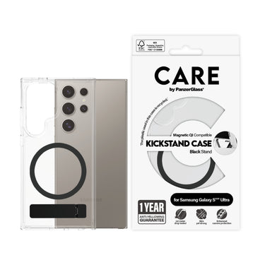 PanzerGlass CARE by Kickstand Magsafe Case for Samsung Galaxy S25 Ultra- Clear/Black